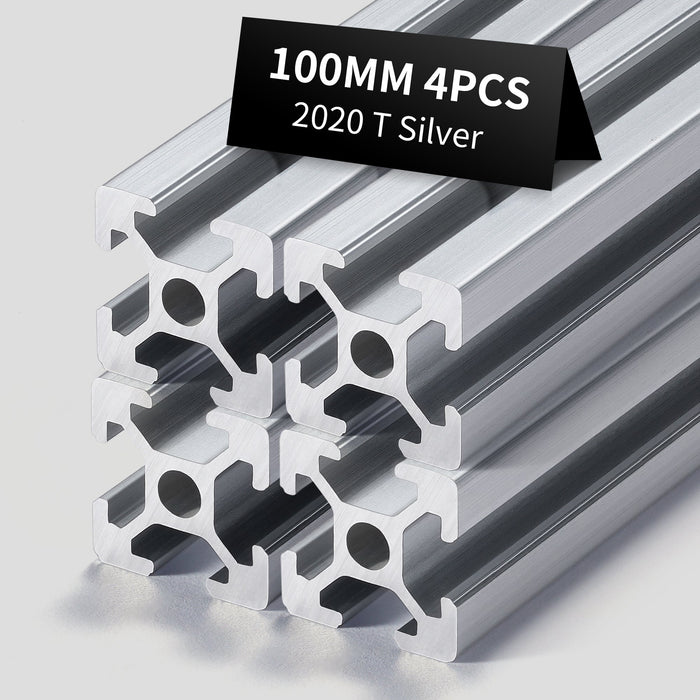 4Pcs 3.94inch/100mm 2020 Anodized Silver T-Slot Aluminum Extrusion