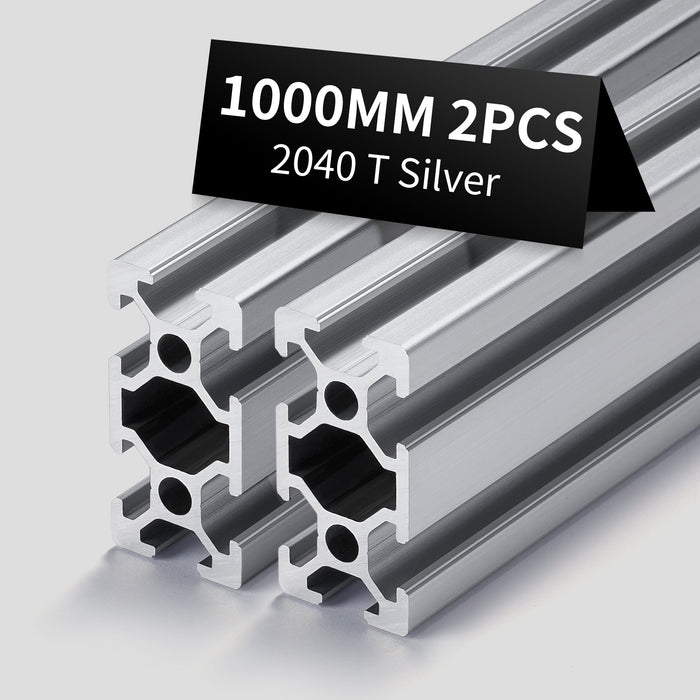 2Pcs 39.37inch/1000mm 2040 Anodized Silver T-Slot Aluminum Extrusion