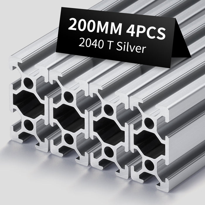4Pcs 7.87inch/200mm 2040 Anodized Silver T-Slot Aluminum Extrusion