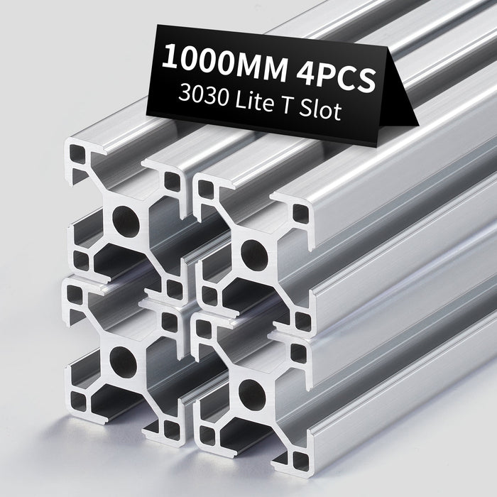 4Pcs 39.37 inch 1000mm 3030 Anodized Silver Lite T-Slot Aluminum Extrusion