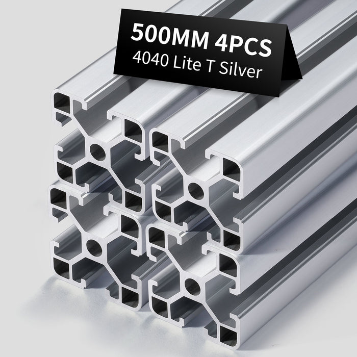 4Pcs 19.69inch/500mm 4040 Lite Anodized Silver T-Slot Aluminum Extrusion