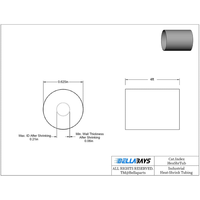 3:1 Ratio 5/8 Inch 15.88mm 4 Ft 1.2m Black Heat Shrink Tubing Roll dimensions