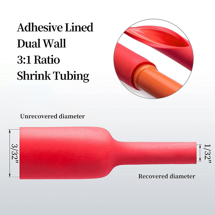 3 32 Inch 60Ft Red Heat Shrink Tubing 