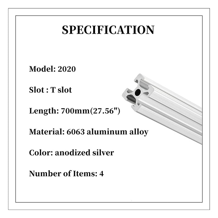 2020 aluminum extrusion dimensions