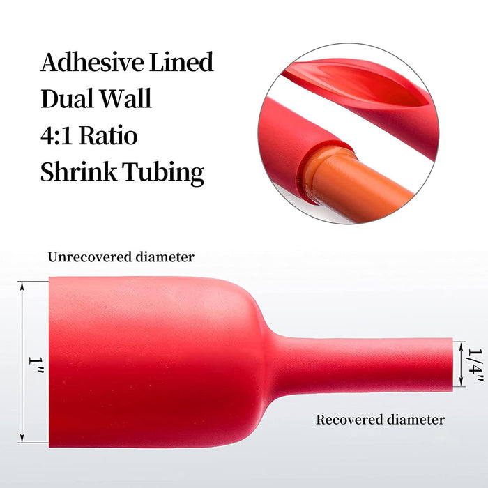 1 Inch (25.4mm) 30 Ft (9m) Red Heat Shrink Tubing