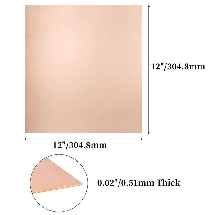 24 Gauge (0.51mm) 16oz 12" x 12" Copper Sheet