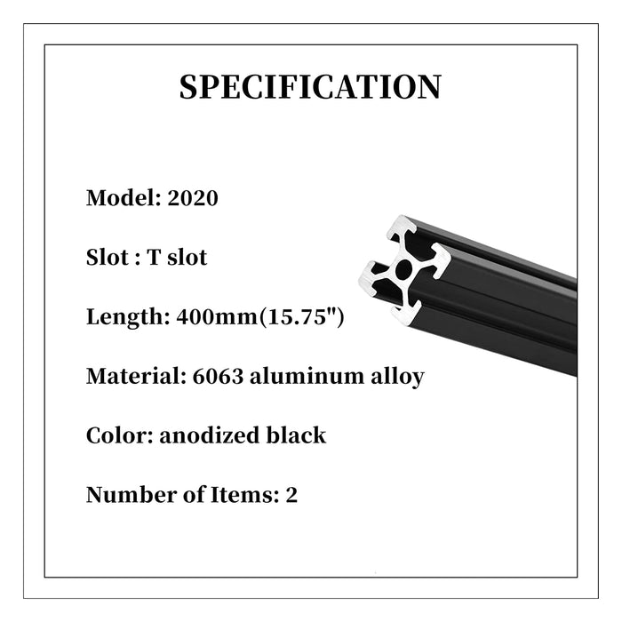 400mm 2020  T-Slot Aluminum Extrusion