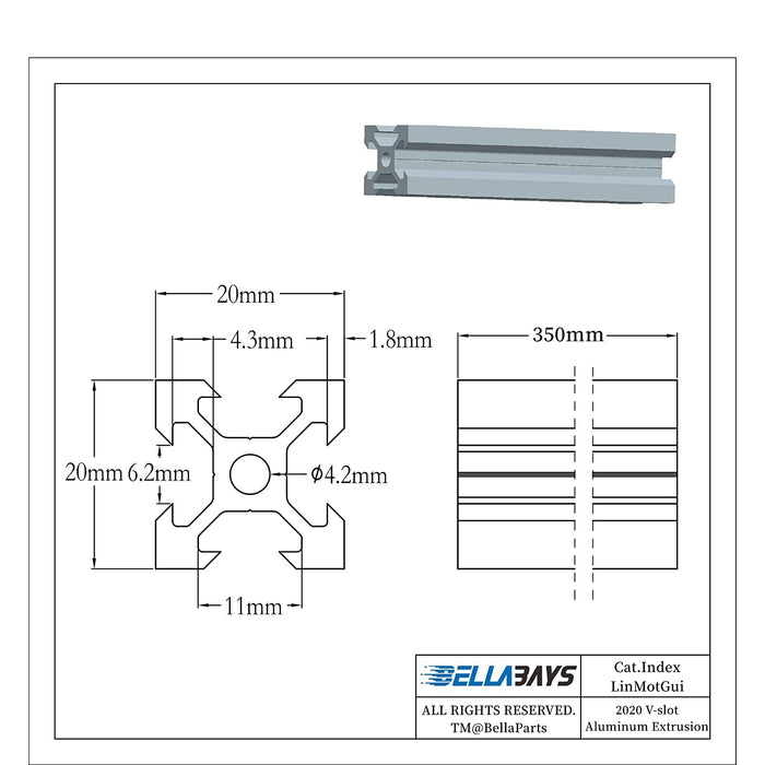 2020 v channel aluminum extrusion dimensions