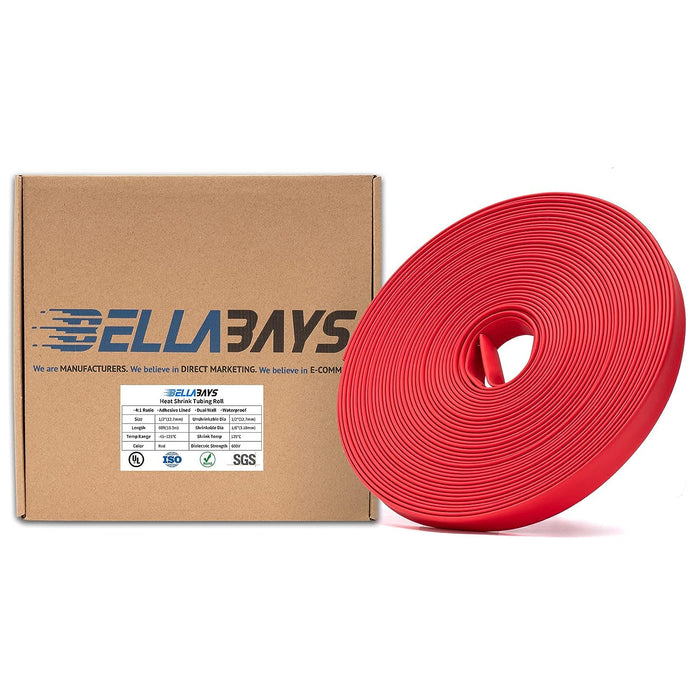 1/2 Inch 60Ft Red Heat Shrink Tubing