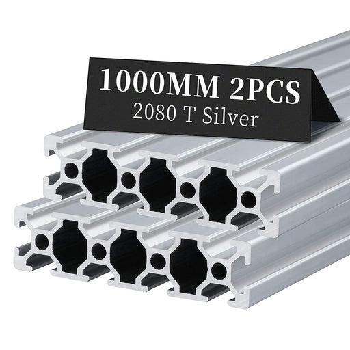 2Pcs 39.37inch 1000mm 2080 Anodized Silver T-Slot Aluminum Extrusion