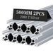2Pcs 19.69inch 500mm 2080 Anodized Silver T-Slot Aluminum Extrusion