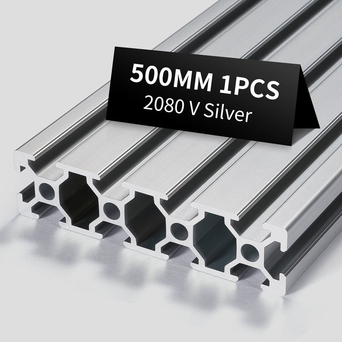 1Pcs 19.69inch/500mm 2080 Anodized Silver V-Slot Aluminum Extrusion