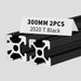2Pcs 11.81inch 300mm 2020 Anodized Black T-Slot Aluminum Extrusion