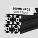 4Pcs 19.69inch 500mm 2020 Anodized Black T-Slot Aluminum Extrusion