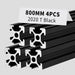 4Pcs 31.5inch 800mm 2020 Anodized Black T-Slot Aluminum Extrusion