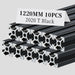 10Pcs 1220mm 2020 Black T-Slot Aluminum Extrusion