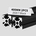 2Pcs 15.75inch 400mm 2020 Anodized Black T-Slot Aluminum Extrusion