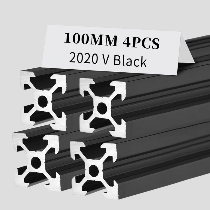 4Pcs 3.94inch 100mm 2020 Anodized Black V-Slot Aluminum Extrusion
