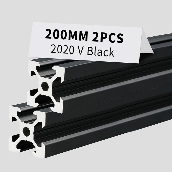 2Pcs 7.87inch 200mm 2020 Anodized Black V-Slot Aluminum Extrusion