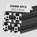 4Pcs 9.84inch 250mm 2020 Anodized Black V-Slot Aluminum Extrusion