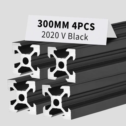 4Pcs 11.81inch 300mm 2020 Anodized Black V-Slot Aluminum Extrusion