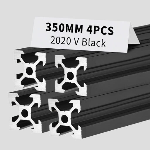 4Pcs 13.78inch 350mm 2020 Anodized Black V-Slot Aluminum Extrusion