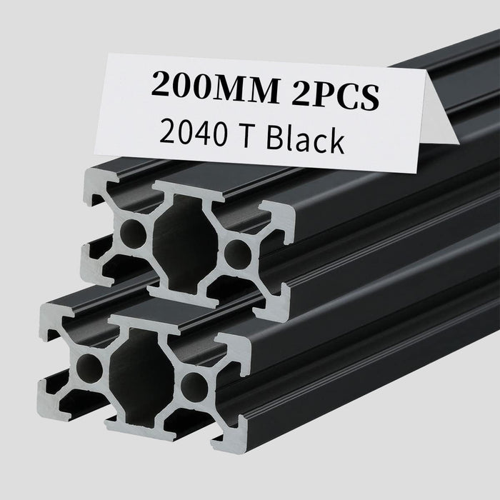 2Pcs 7.87inch 200mm 2040 Anodized Black T-Slot Aluminum Extrusion