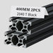 2Pcs 15.75inch 400mm 2040 Anodized Black T-Slot Aluminum Extrusion