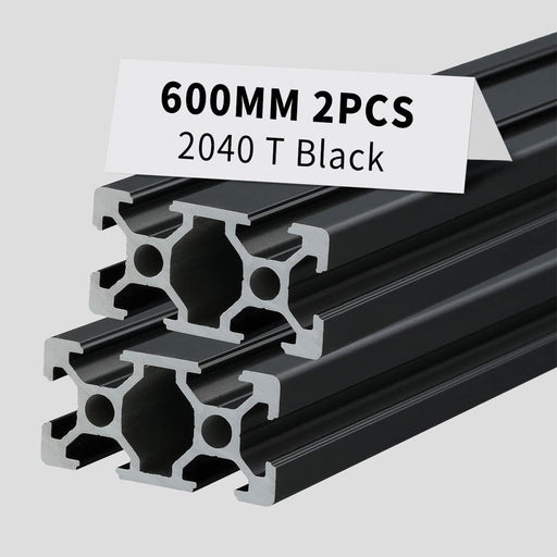 2Pcs 23.62inch 600mm 2040 Anodized Black T-Slot Aluminum Extrusion