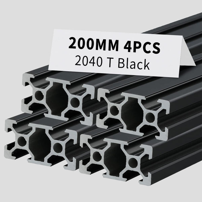 4Pcs 7.87inch 200mm 2040 Anodized Black T-Slot Aluminum Extrusion
