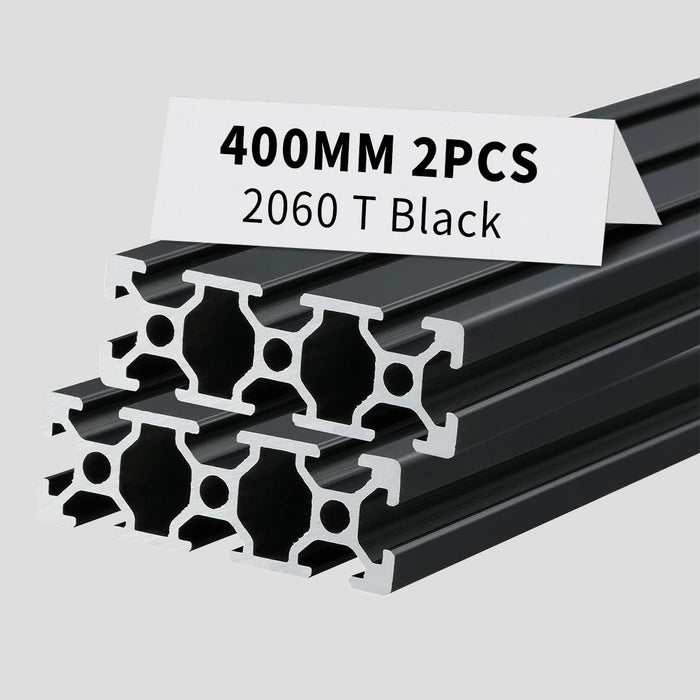 2Pcs 15.75inch 400mm 2060 Anodized Black T-Slot Aluminum Extrusion