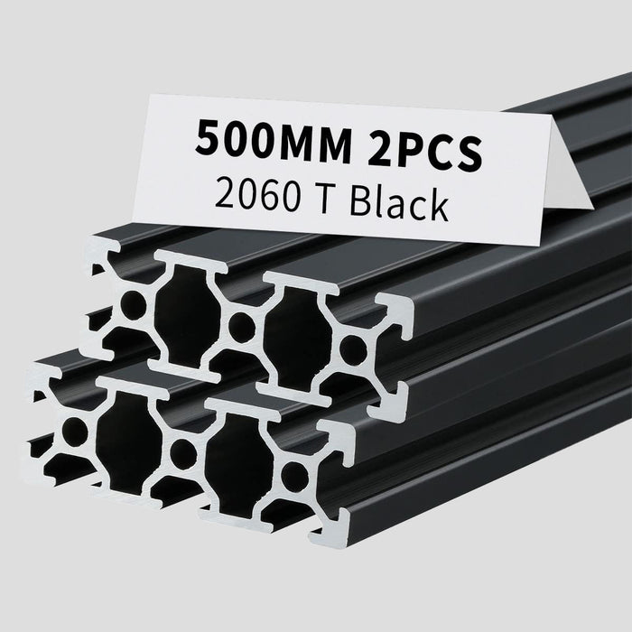 2Pcs 19.69inch 500mm 2060 Anodized Black T-Slot Aluminum Extrusion