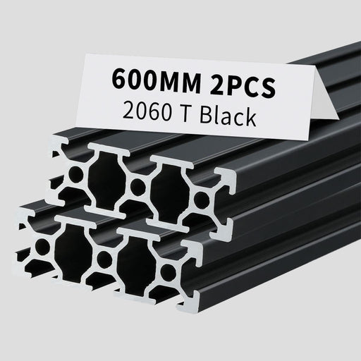 2Pcs 23.62inch 600mm 2060 Anodized Black T-Slot Aluminum Extrusion