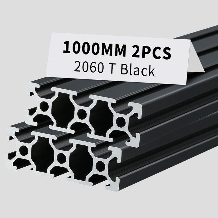2Pcs 39.37inch 1000mm 2060 Anodized Black T-Slot Aluminum Extrusion