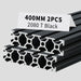 2Pcs 15.75inch 400mm 2080 Anodized Black T-Slot Aluminum Extrusion