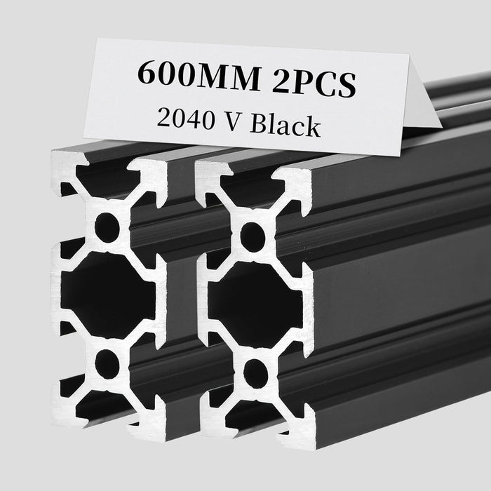 2Pcs 23.62inch 600mm 2040 Anodized Black V-Slot Aluminum Extrusion