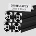 4Pcs 7.87inch 200mm 2020 Anodized Black T-Slot Aluminum Extrusion