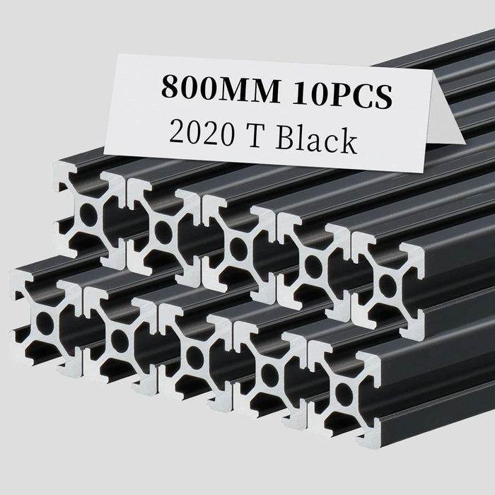 10Pcs 31.5inch/800mm 2020 Anodized Black T-Slot 