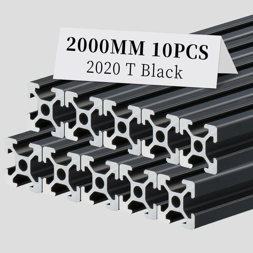 10Pcs 2000mm 2020 Anodized Black T-Slot Aluminum Extrusion