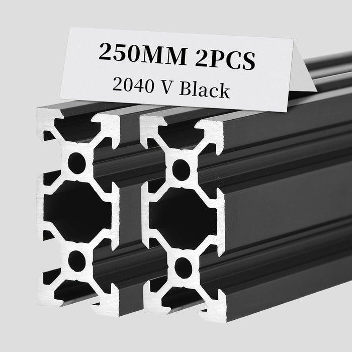 2Pcs 9.84inch 250mm 2040 Anodized Black V-Slot Aluminum Extrusion