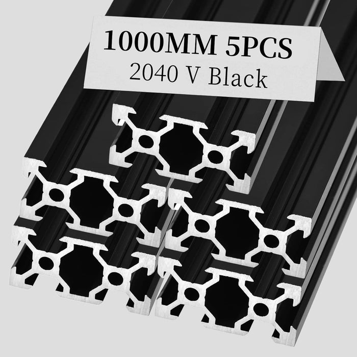 5Pcs 39.37inch 1000mm 2040 Anodized Black V-Slot Aluminum Extrusion