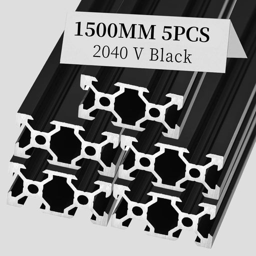 5Pcs 59.06inch 1500mm 2040 Anodized Black V-Slot Aluminum Extrusion