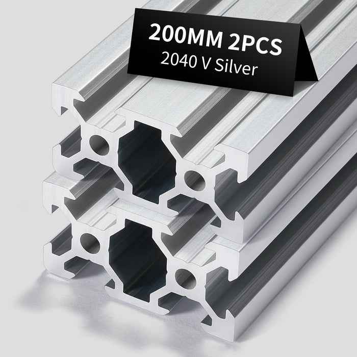 2Pcs 7.87inch/200mm 2040 Anodized Silver V-Slot Aluminum Extrusion