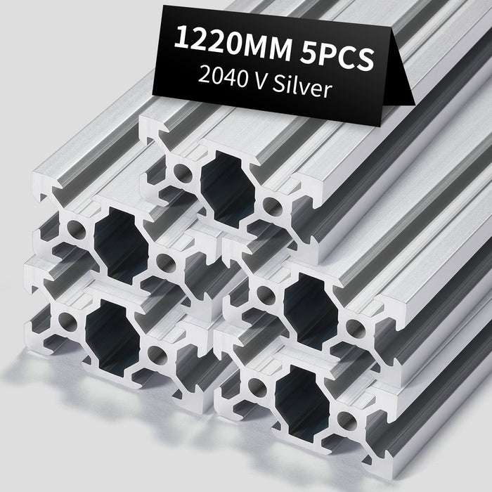 5Pcs 48inch/1220mm 2040 Anodized Silver V-Slot Aluminum Extrusion