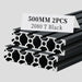 2Pcs 19.69inch 500mm 2080 Anodized Black T-Slot Aluminum Extrusion