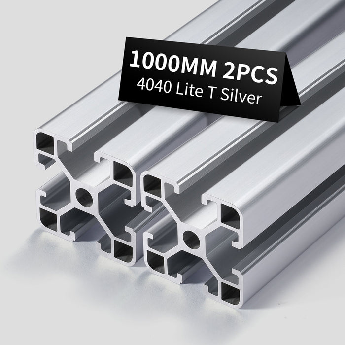 2Pcs 39.37inch/1000mm 4040 Lite Anodized Silver T-Slot Aluminum Extrusion