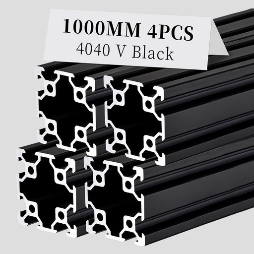 4Pcs 39.37inch 1000mm 4040 Anodized Black V-Slot Aluminum Extrusion