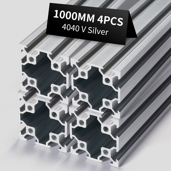 4Pcs 39.37inch/1000mm 4040 Anodized Silver V-Slot Aluminum Extrusion