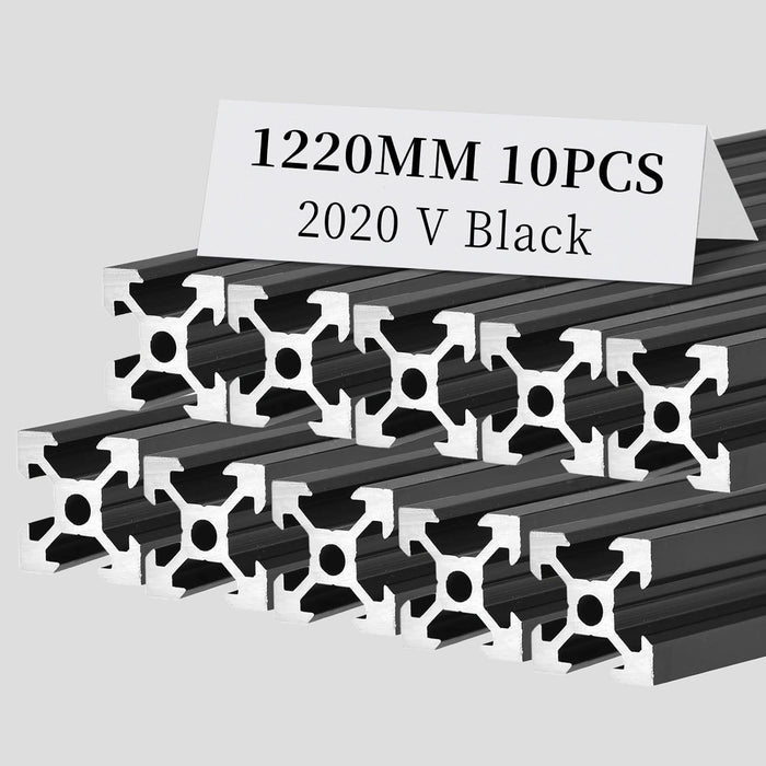 10Pcs 1220mm 2020  Black V-Slot Aluminum Extrusion