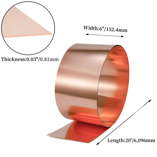 6in x 20ft Copper Flashing Metal Roll
